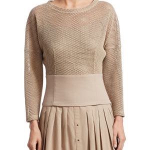 Akris Punto mesh drop shoulder top - Sand, size 4
